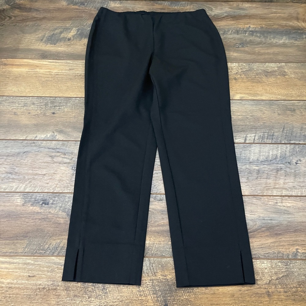 J. Jill Black Ponte Slim Leg Pant Side Slit Hem MP Petite Business Casual Luxury
